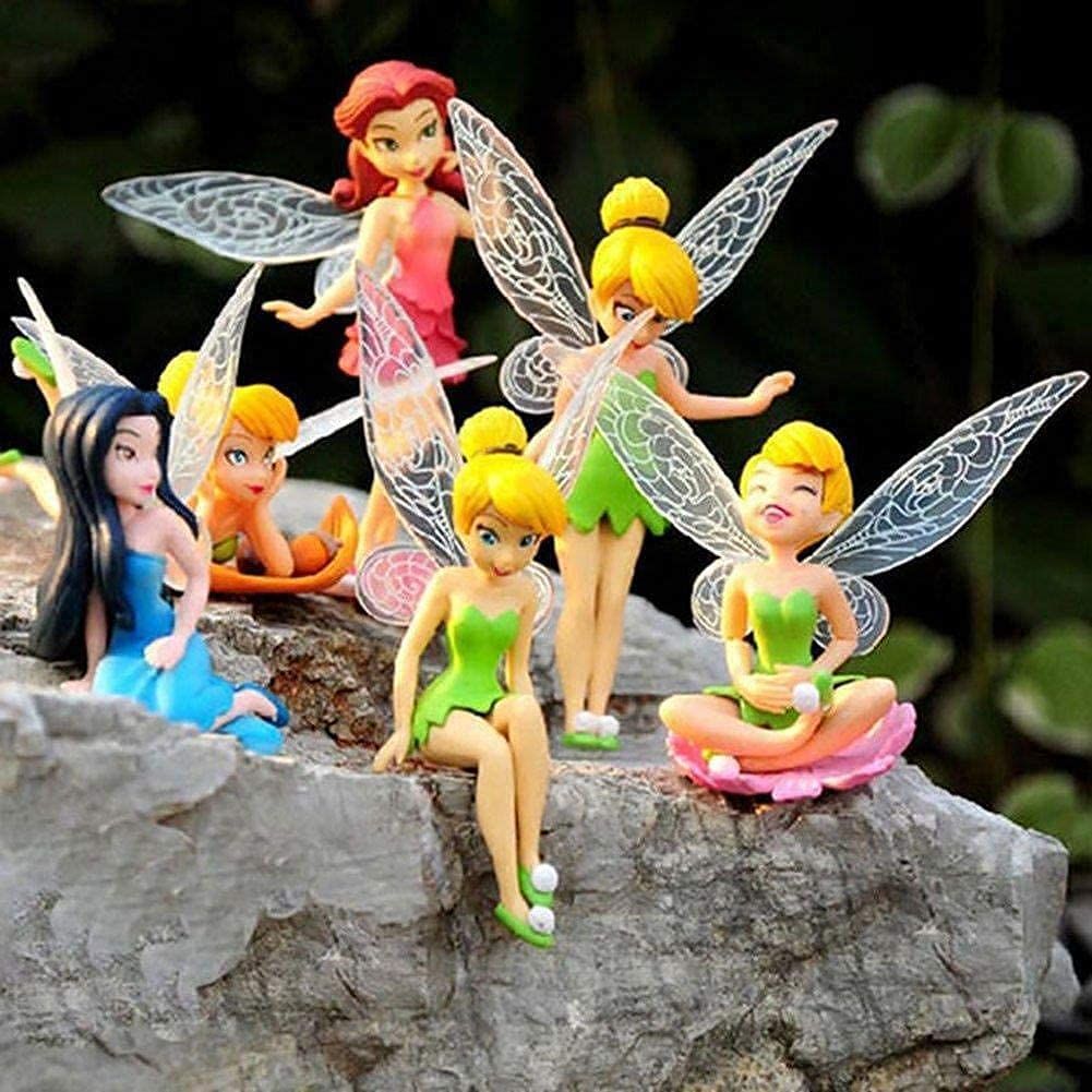 6pcs Flower Fairy Figurine Pixie Fly Wing Family Miniature Garden Ornament Home Decor