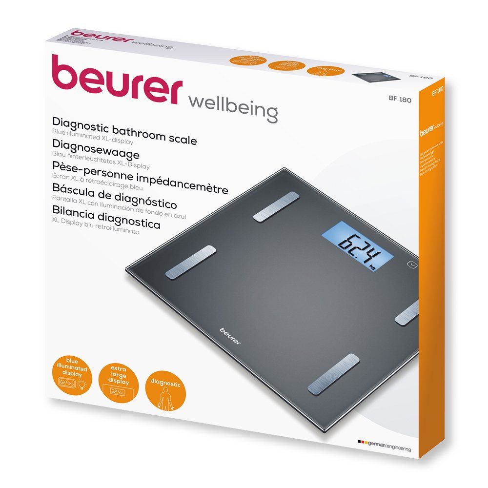 Beurer BF 180 Diagnostic Body Fat Scale with BMI Calculator and Large LCD Display