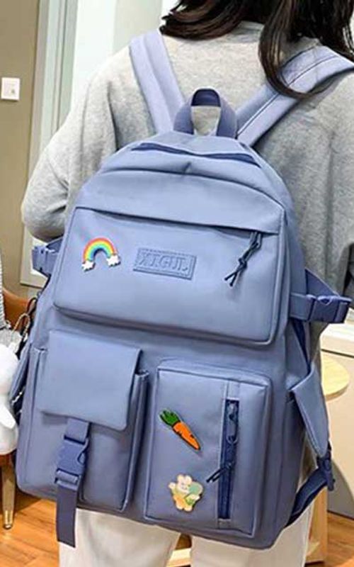 4 Pcs/Set Canvas School Bags Backpack – Durable, Stylish Backpack Set for Kids, Teens & Students