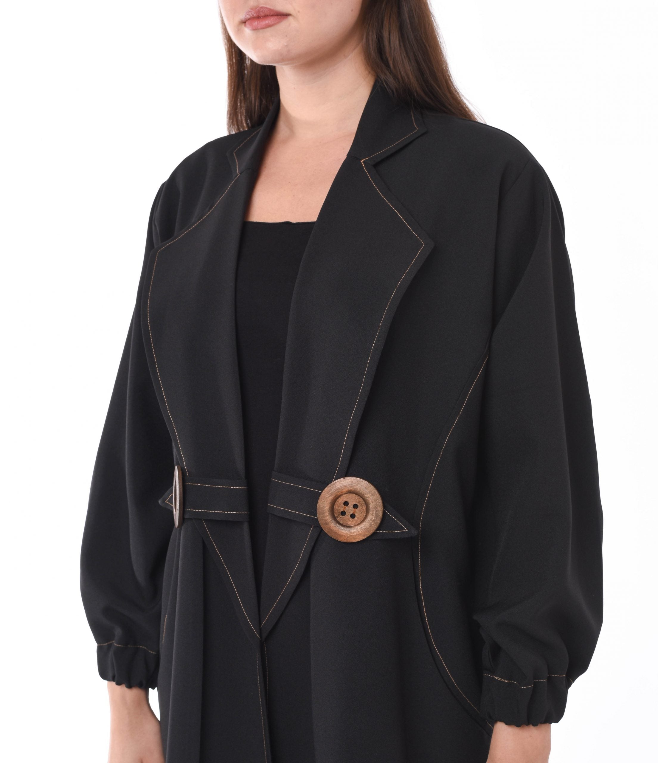 MOiSTREET Front Open Coat Style Abaya