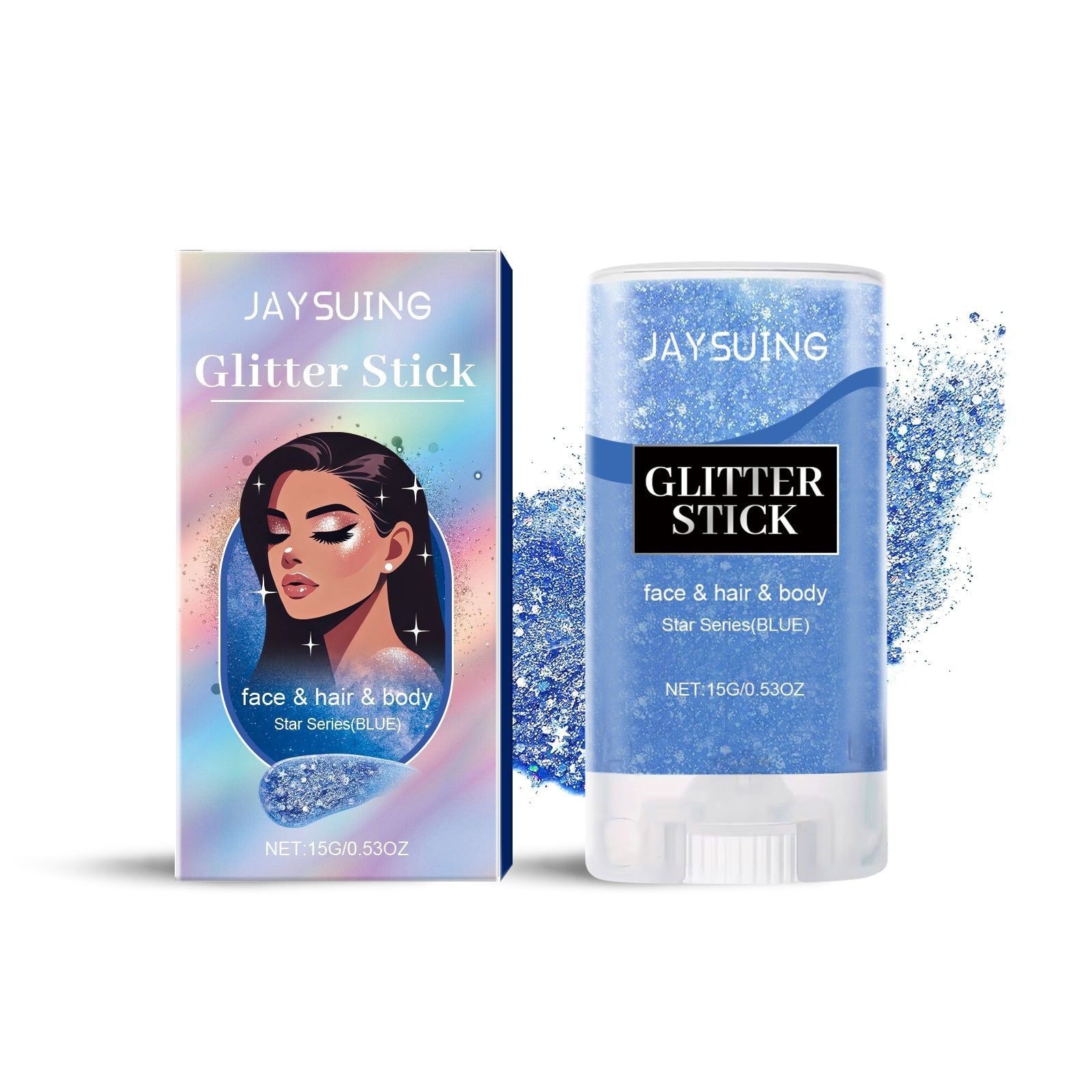 Blue Sequin Highlight Stick for Face Body Hair, Party Dance Performance Makeup ,15g