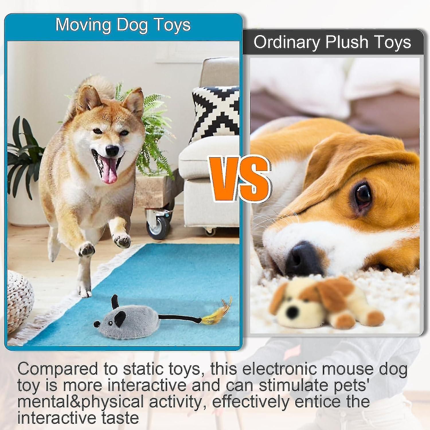 Fake Mouse Moving Dog Toy With Automatic Sensor, Dog Mouse Toy With Realistic Sound Extended Tail, zxin