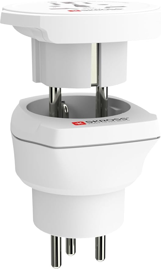 Skross 1500231-E محول عالمي مزدوج إلى محول بريطاني فردي