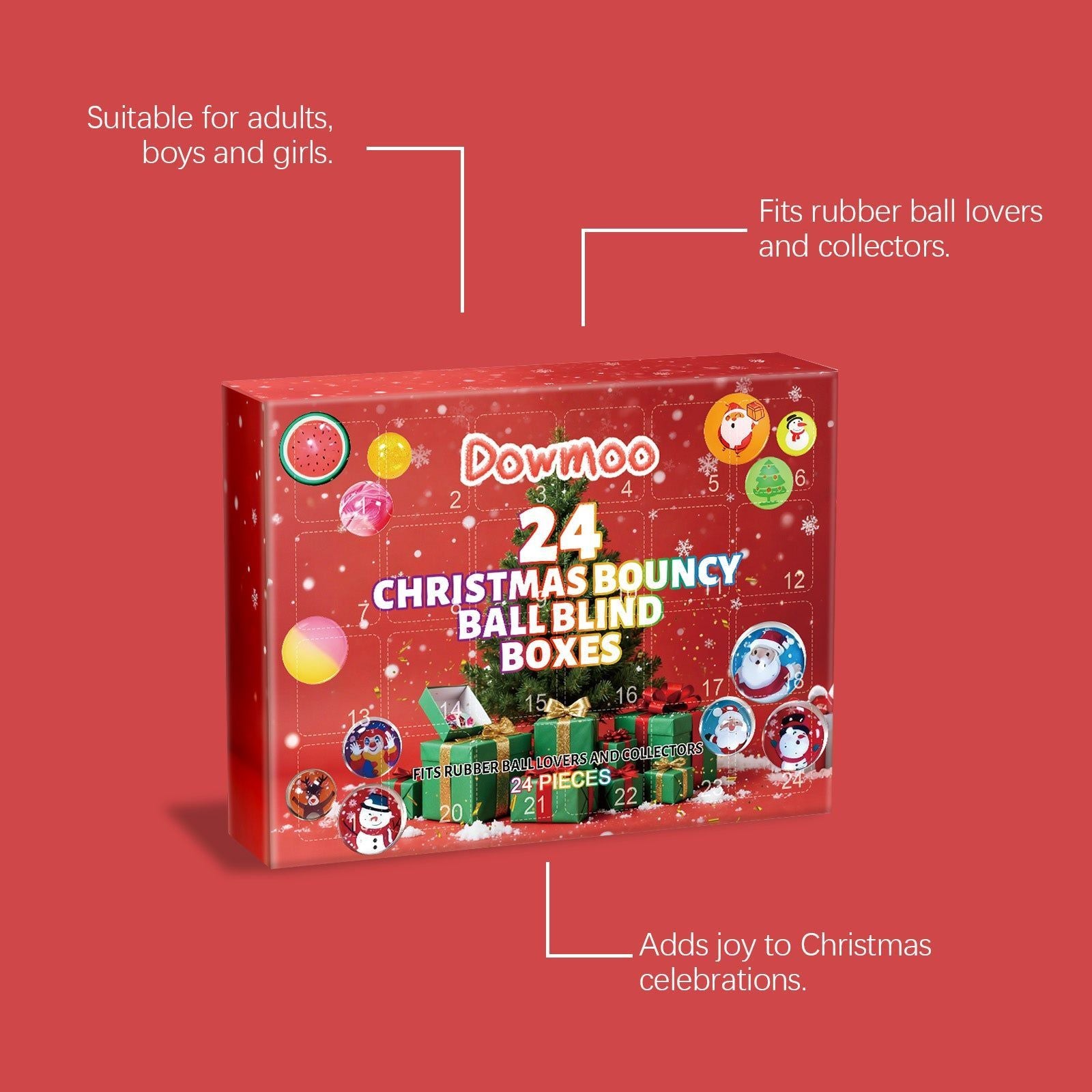 Christmas Blind Box Bouncy Balls, Holiday Gift for Kids & Adults, Fun Collectible Toys ,24pieces
