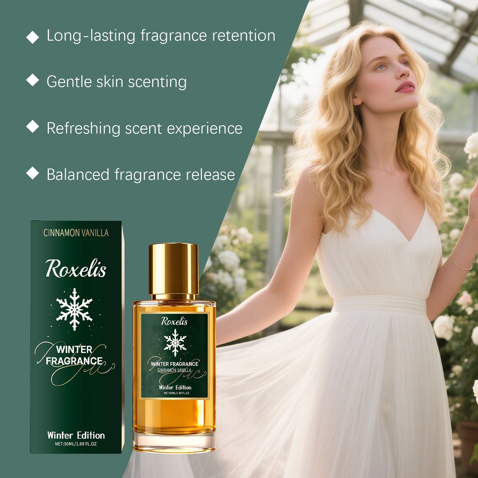 Cinnamon Vanilla Winter Body Care Fragrance, Long-Lasting, Elegant, Portable ,50ml