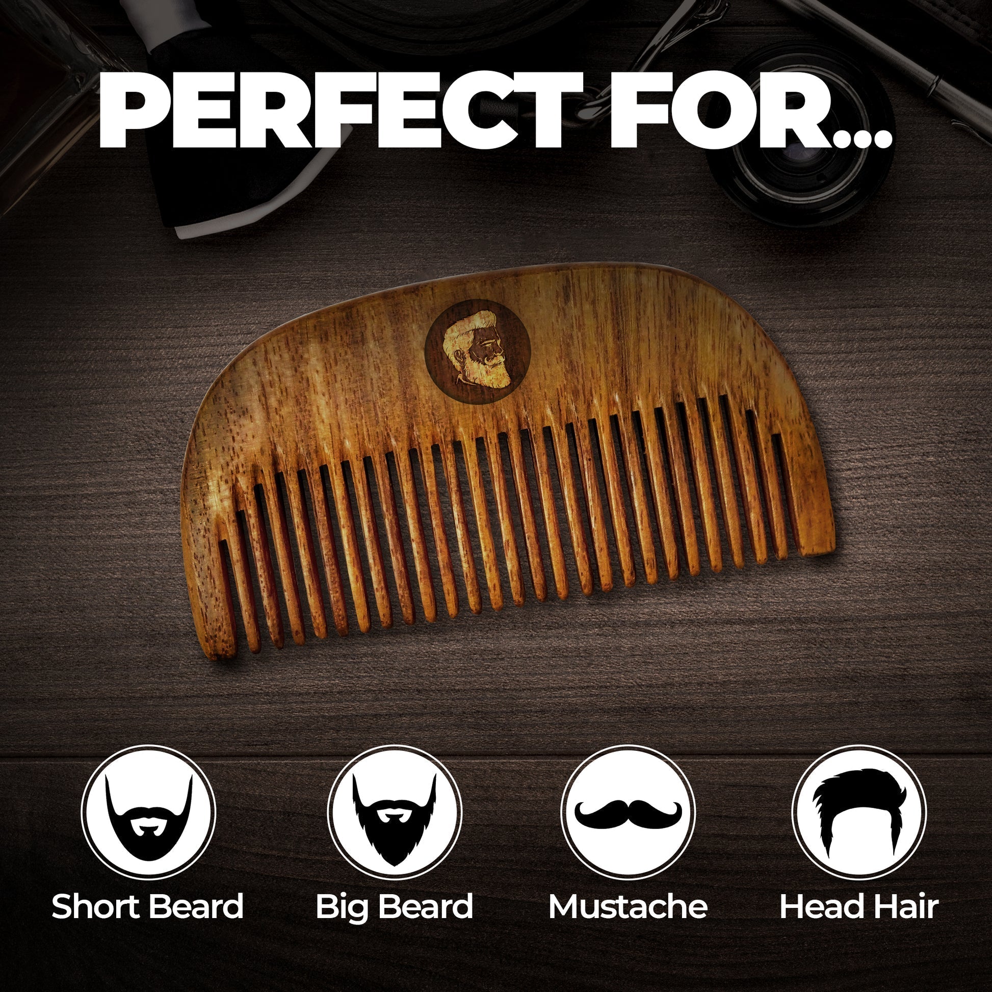Beardo Compact Wooden Comb