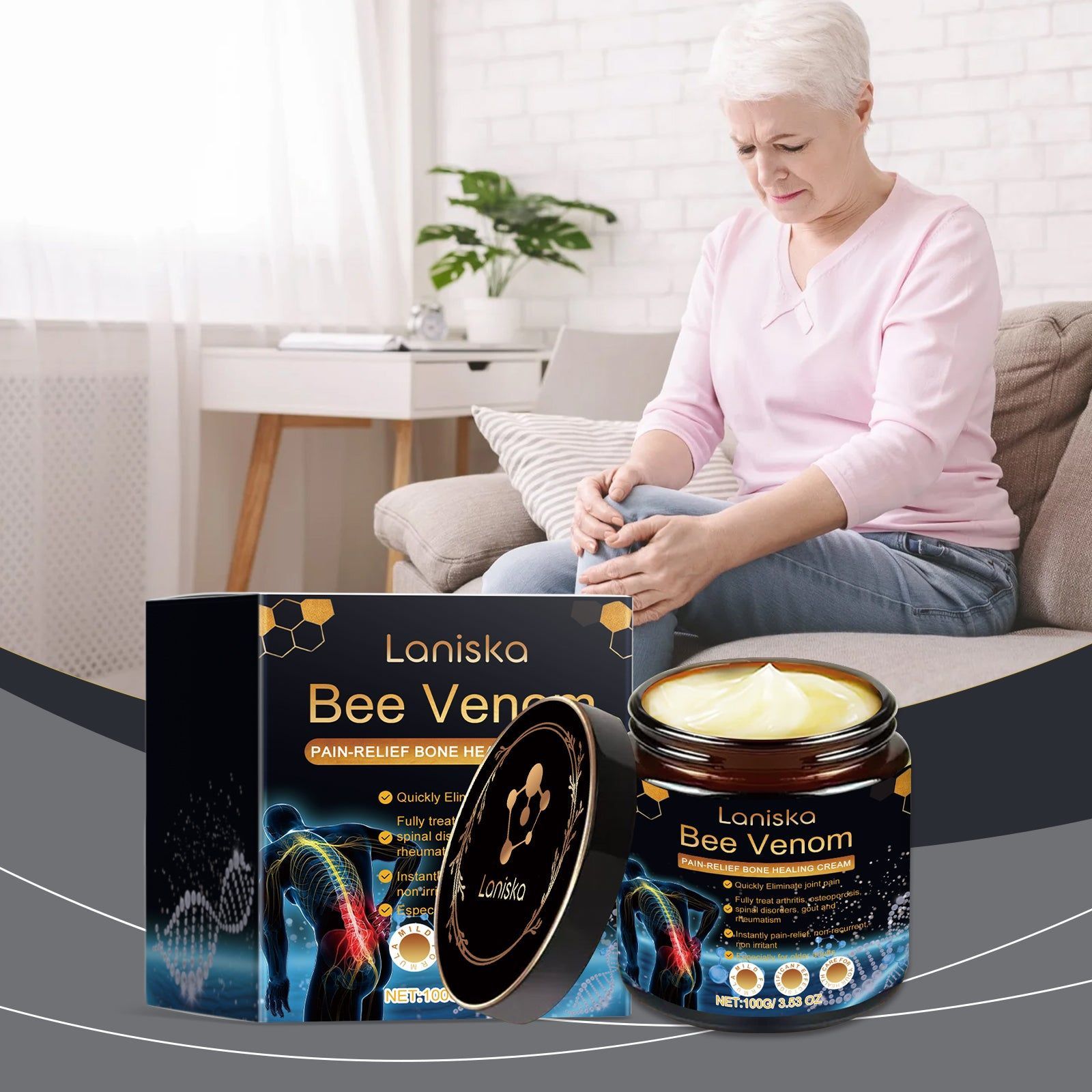 Bee Venom Joint Relief Cream, Natural Body Care for Pain & Flexibility ,100g