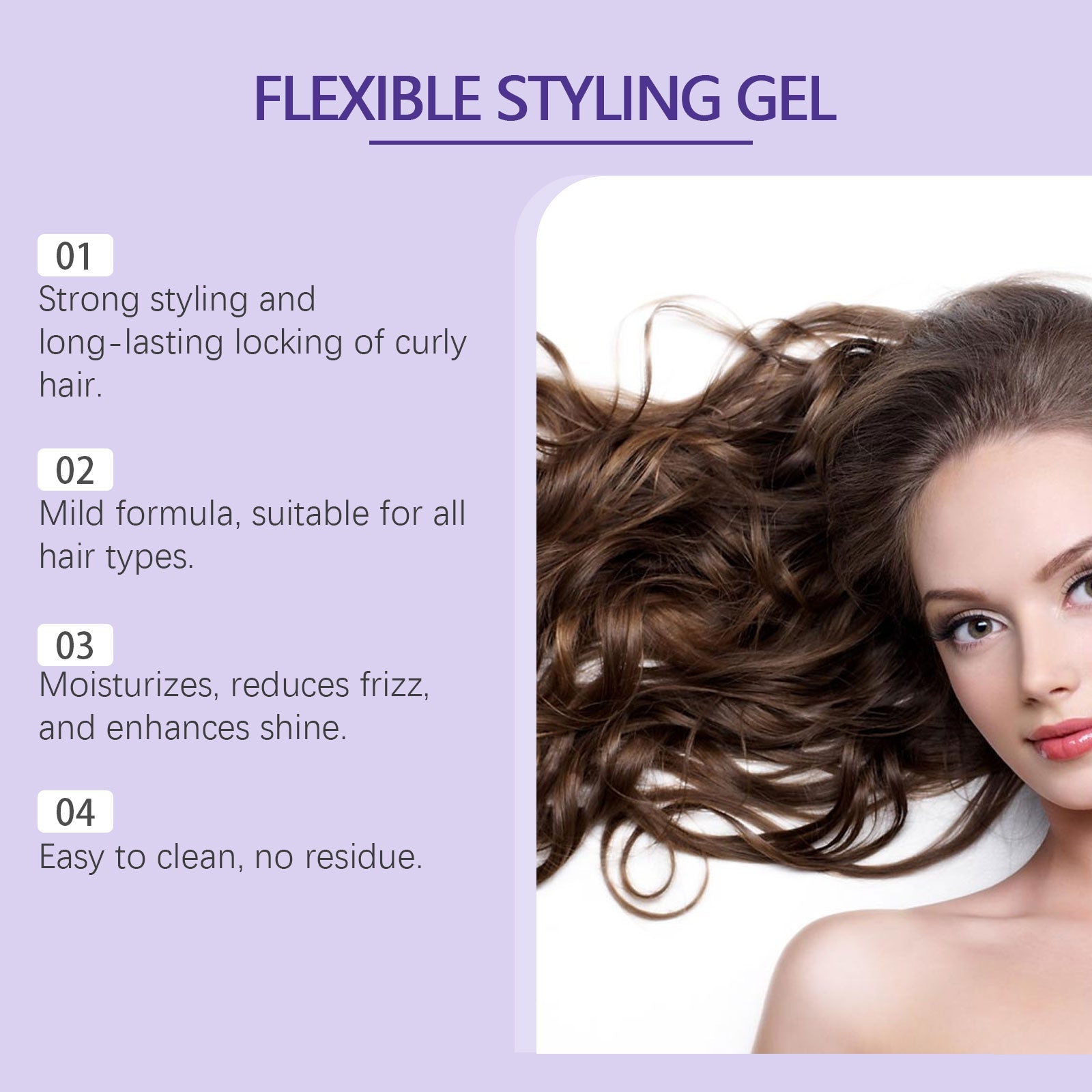 Curl Styling Gel, Moisturizing, Long Lasting Hold, Frizz Control, Hair Styling ,100g