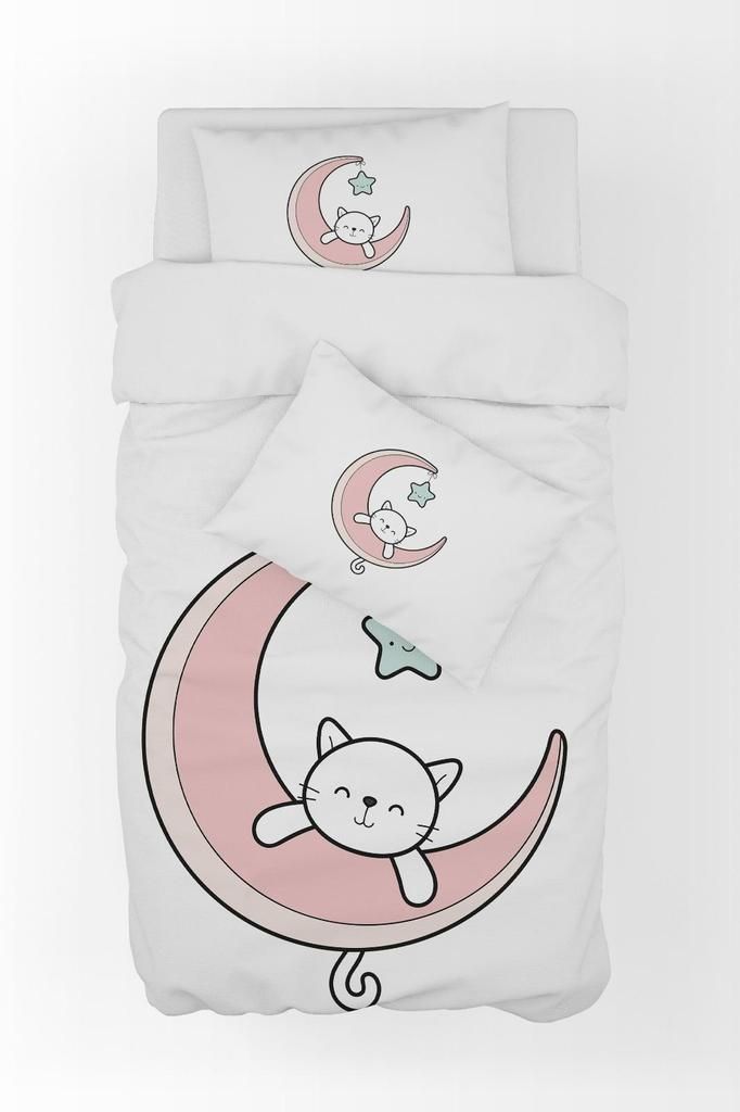 Cat Cartoon Printed Duvet Cover Set For Baby