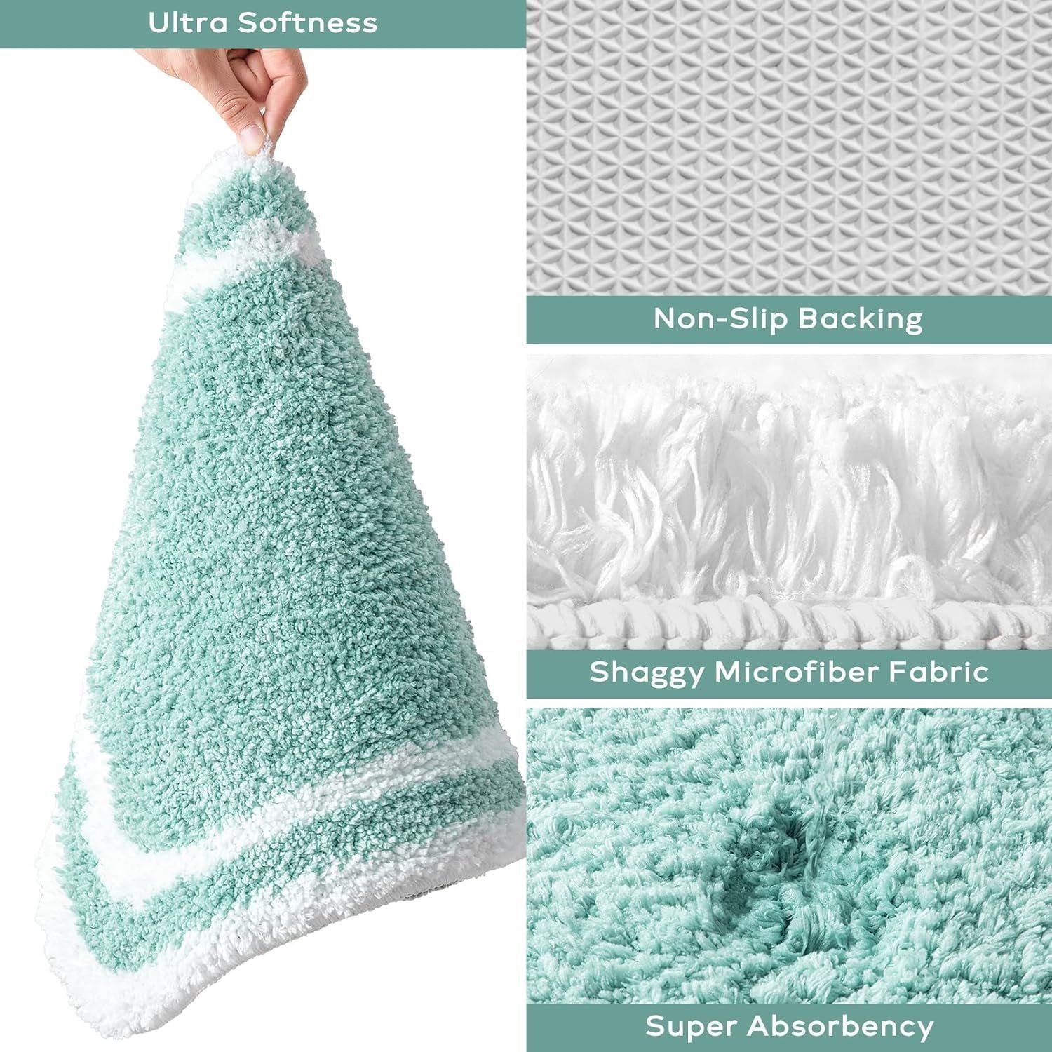 AIESY® Set of 2 Beautiful Luxury Rectangle Quick Dry Bath Mat