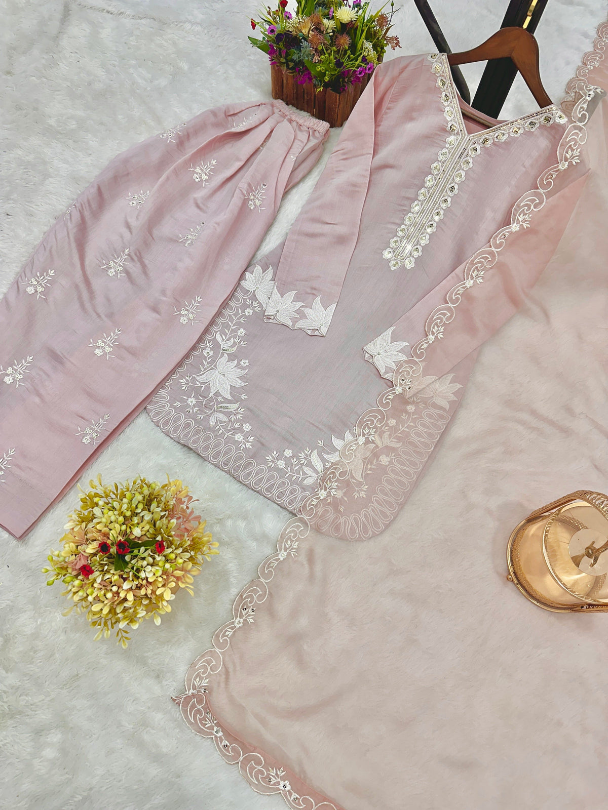 Fab Zone Beautiful Suit With Embroidery Thread And Sequence Work