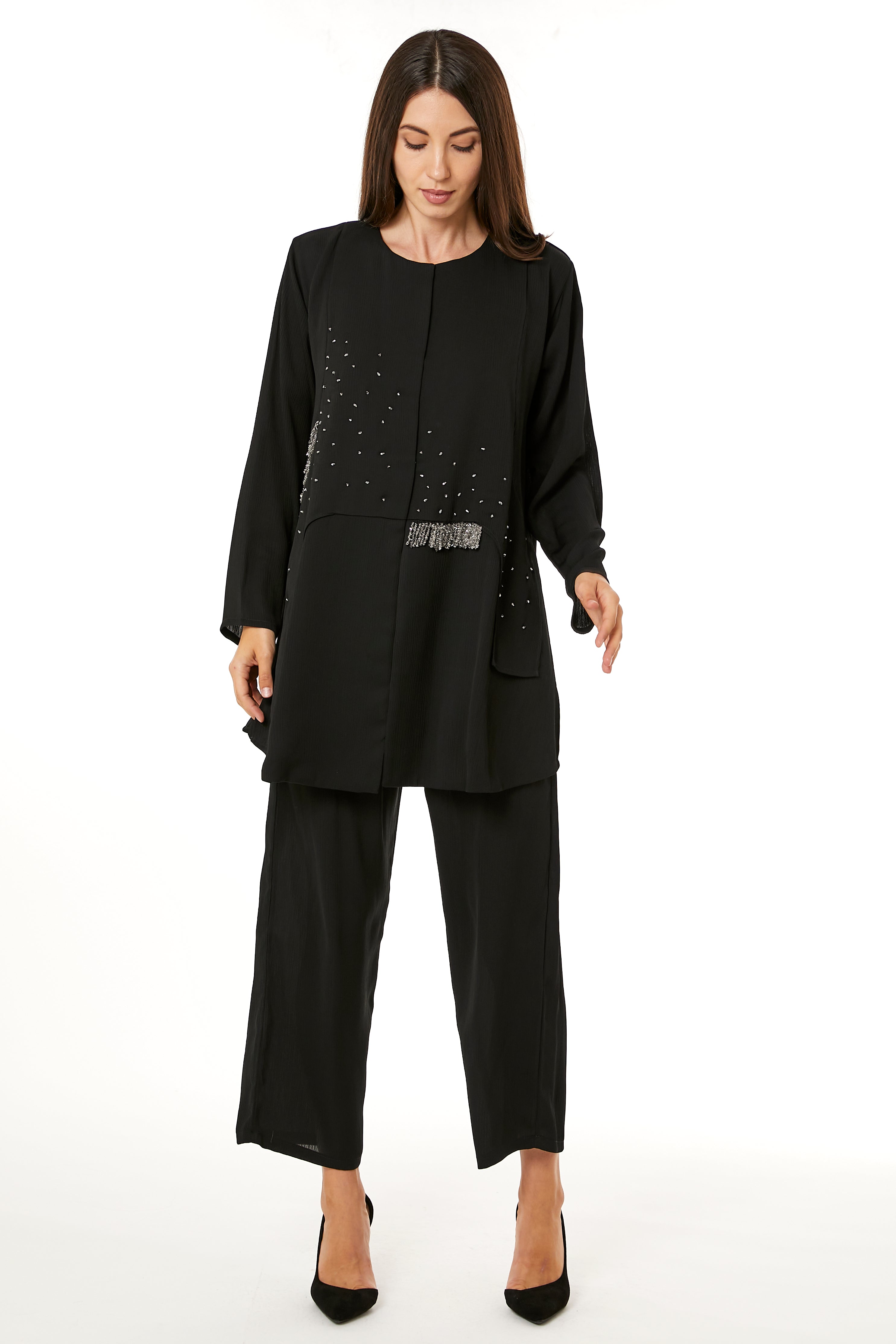 MOiSTREET Black Zoom Top and Pants Set travel Wear