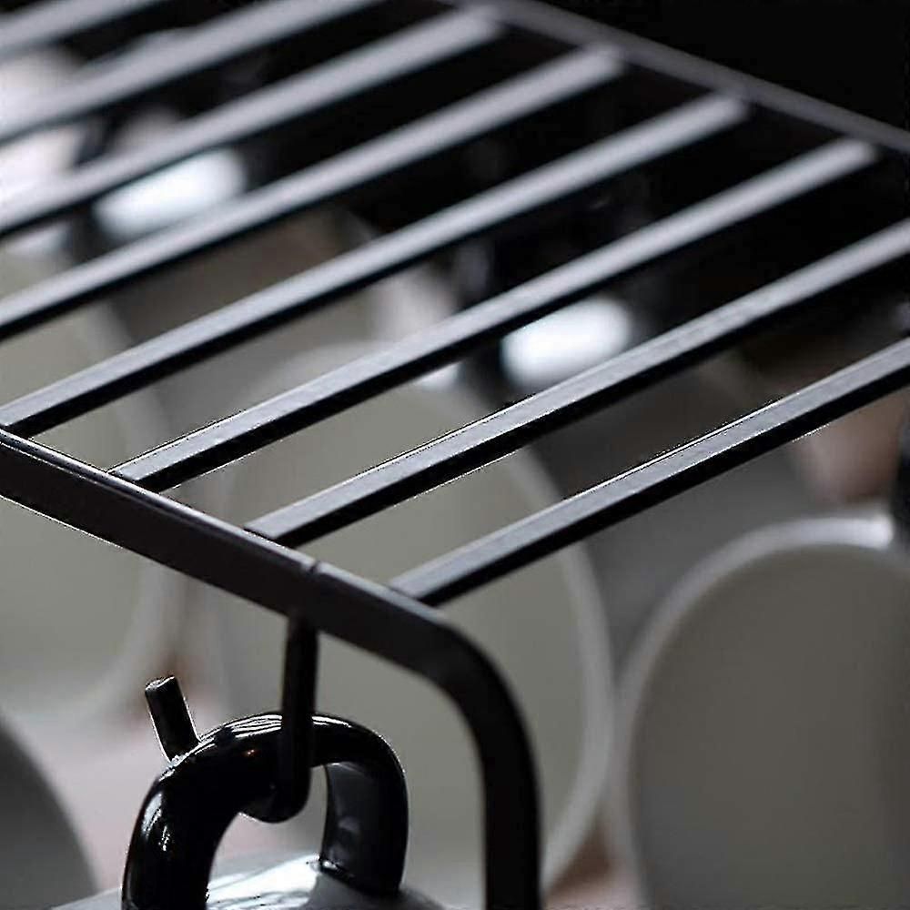 1 Pcs Coffee Cup Holder 6 Hooks Metal Cup Rack Tea Cup Display Stand For 6 Cups Saucer Spoon Sets