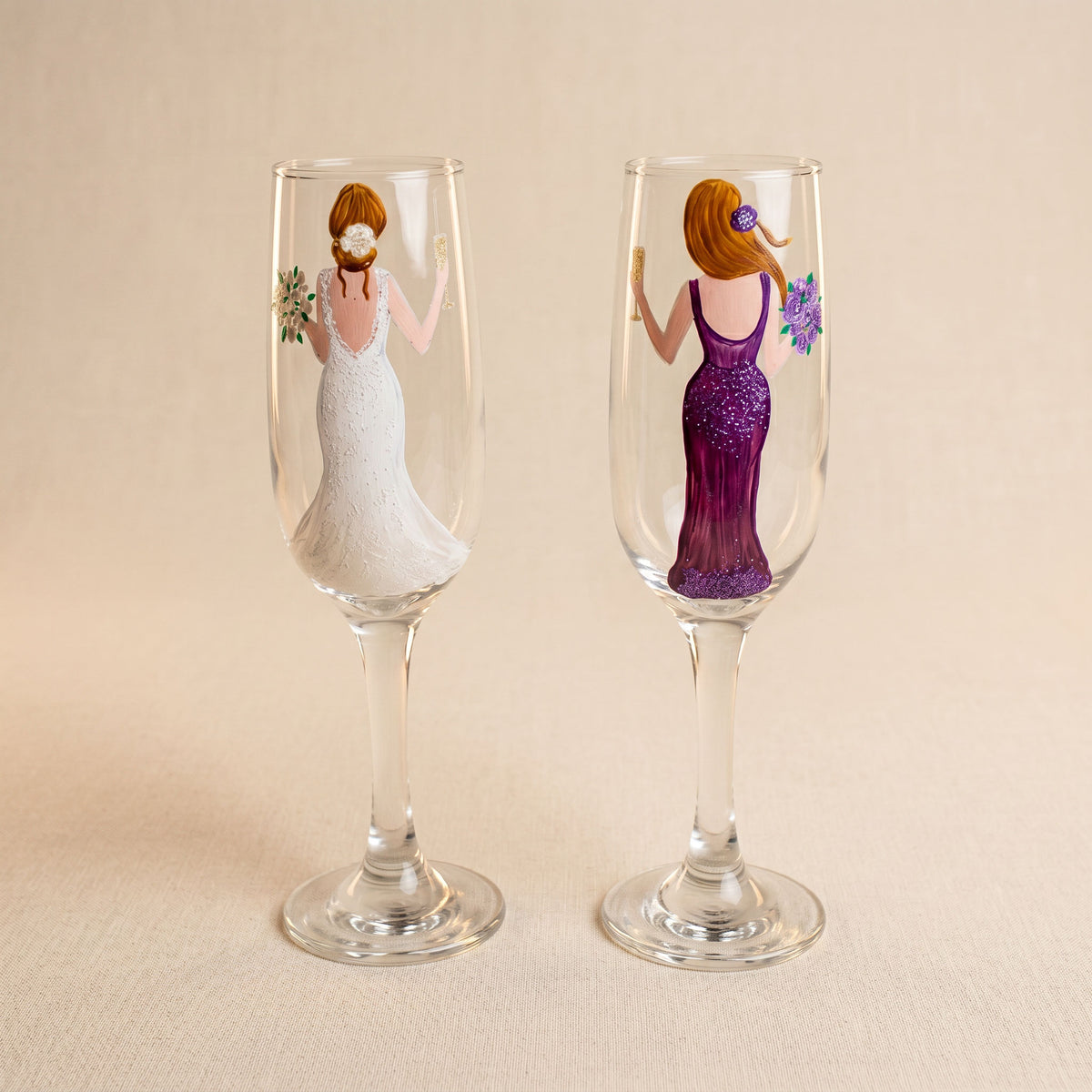 Handi Made Handpainted Bridal Champagne Flutes (Set of 2) (Delivered in up to 7 days)