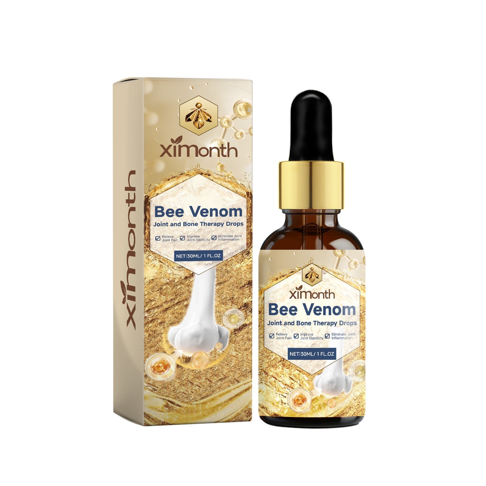 Bee Venom Joint Relief Drops, Natural Pain & Swelling Solution, Fast-Acting, 50g ,30ml