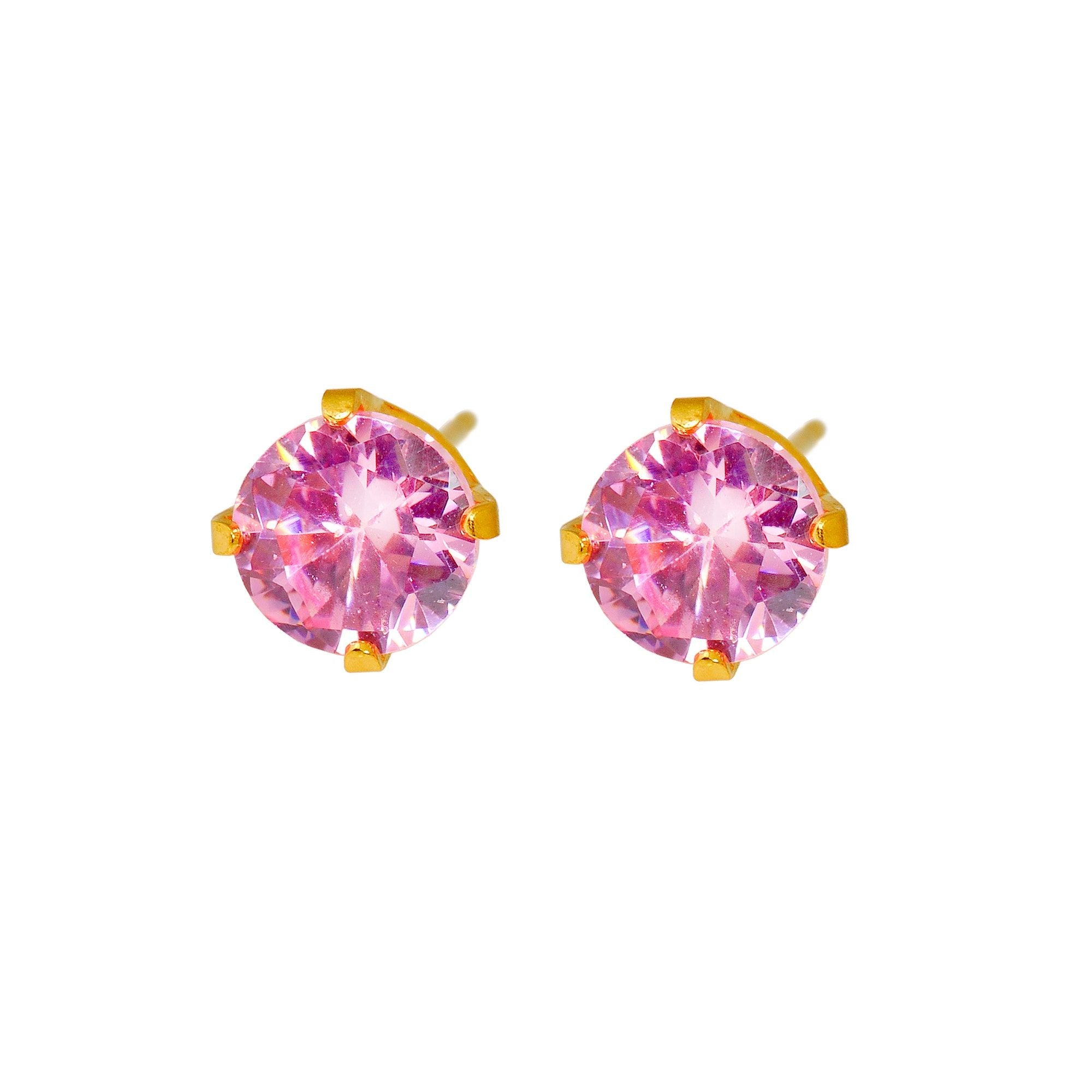 Caflon Fashion Sense Gold Plated Pink Cubic Zirconia Earring