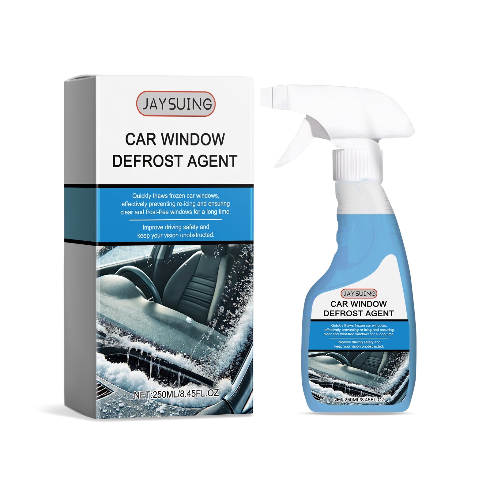 Car Window Defrost Cleaner, Fast Frost Removal, Clear Vision, Ice Melt Solution ,250ml