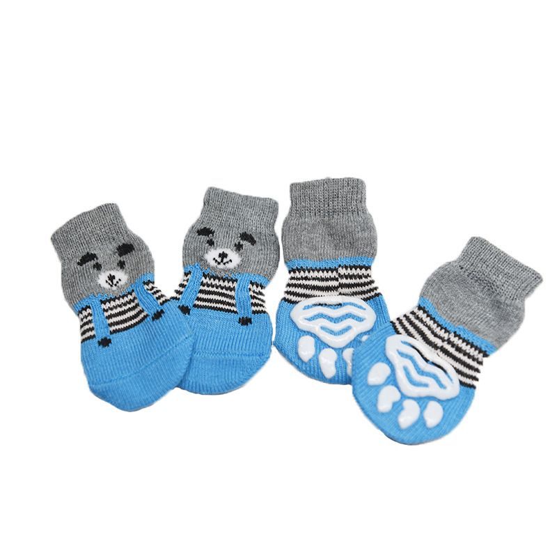 4pcs Cat Socks Dog Anti Slip Foot Cover Pet Anti Scratch Cartoon Knitted Shoes Pet Supplies