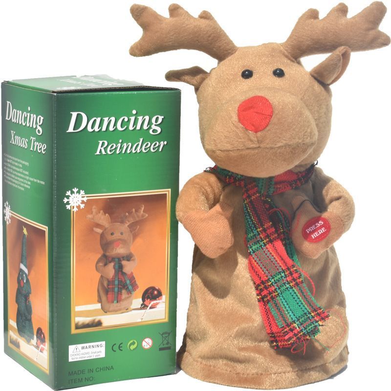 Singing Dancing Reindeer Plush Toy Christmas Party Ornament Stuffed Animal