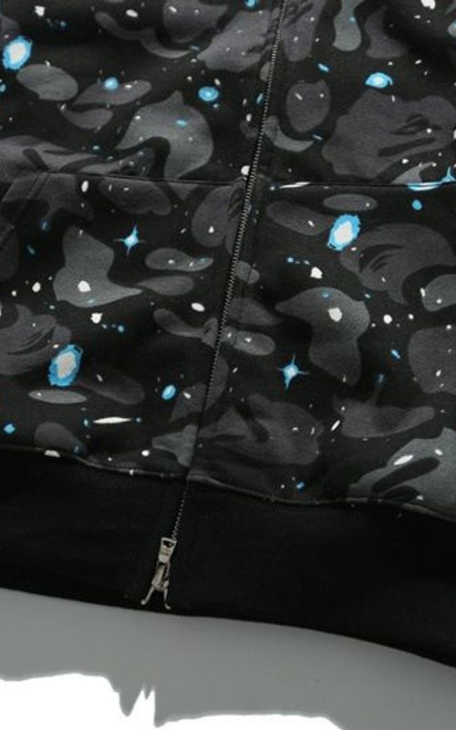 Shark Head Camo Hoodie Men Long Sleeve Zip Up Sweatshirt Hip Hop Casual Thin Coat