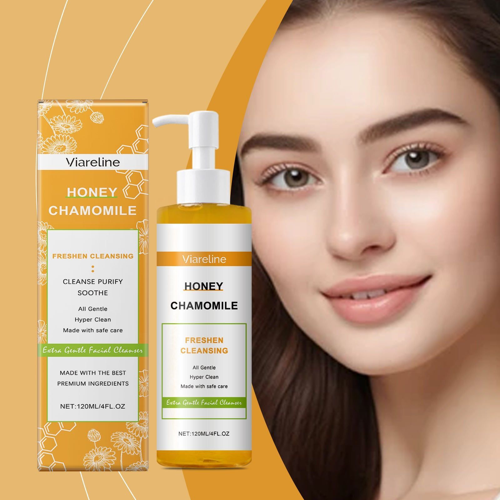 Chamomile Facial Cleanser, Hydrating, Gentle Pore Cleanser, Anti-Aging, Skin Care ,120ml