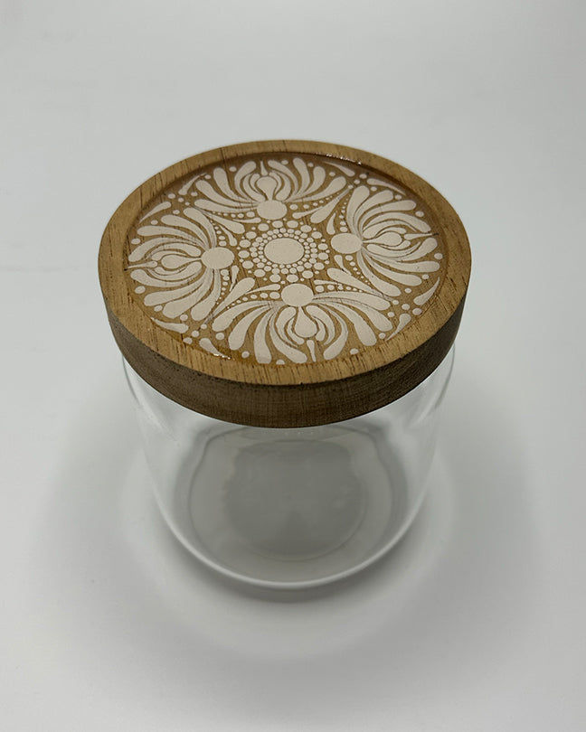 Sahara Mandala Set of 3 glass jars with wooden top