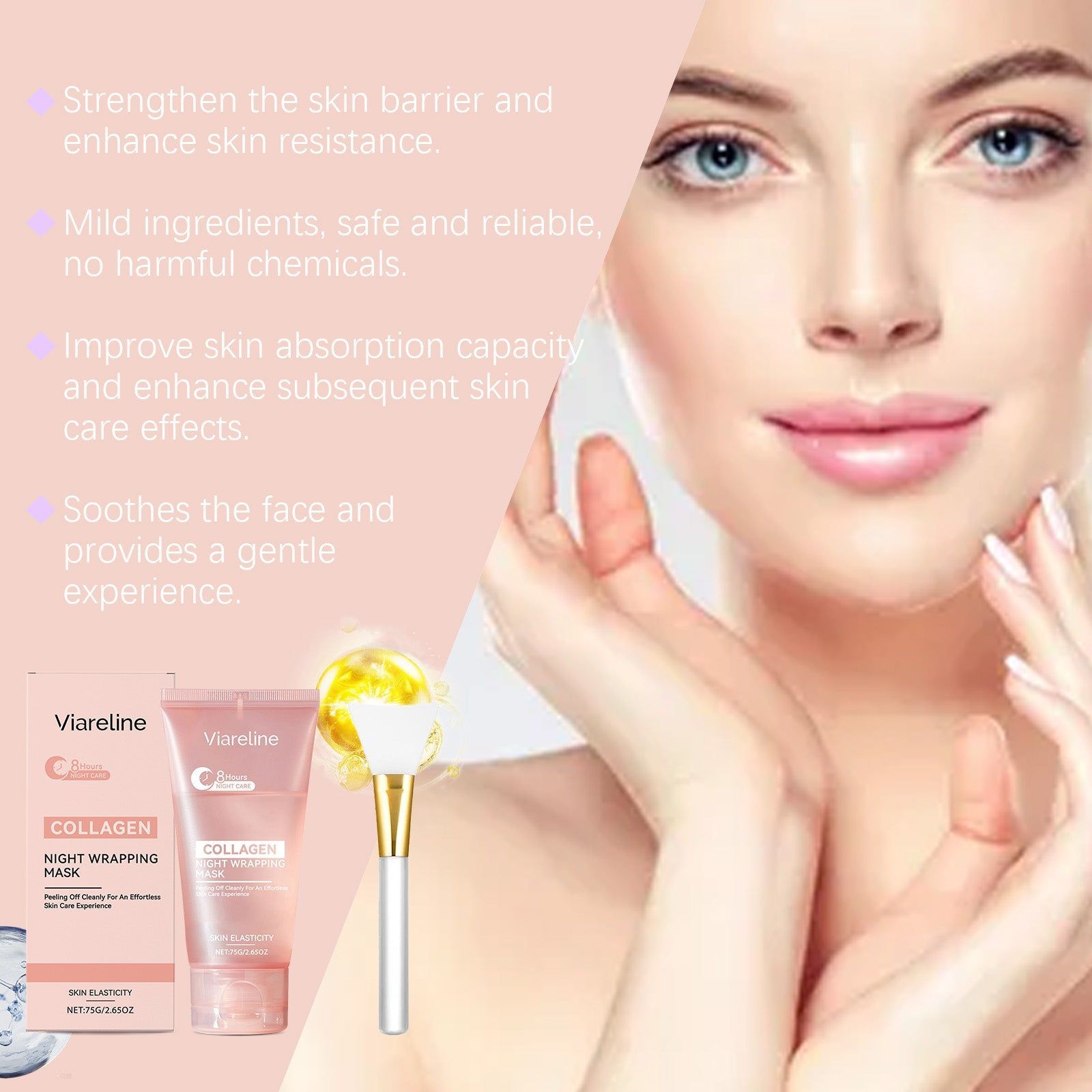 Collagen Peel-Off Mask, Facial Care, Hydrating, Brightening, Anti-Aging, Moisturizer ,1 set