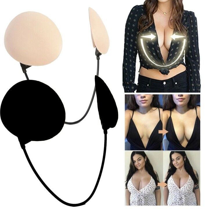 Deep Push Up Plunge Bra Kit Backless Strapless Bra Thin Gather Nipple Patch Underwear