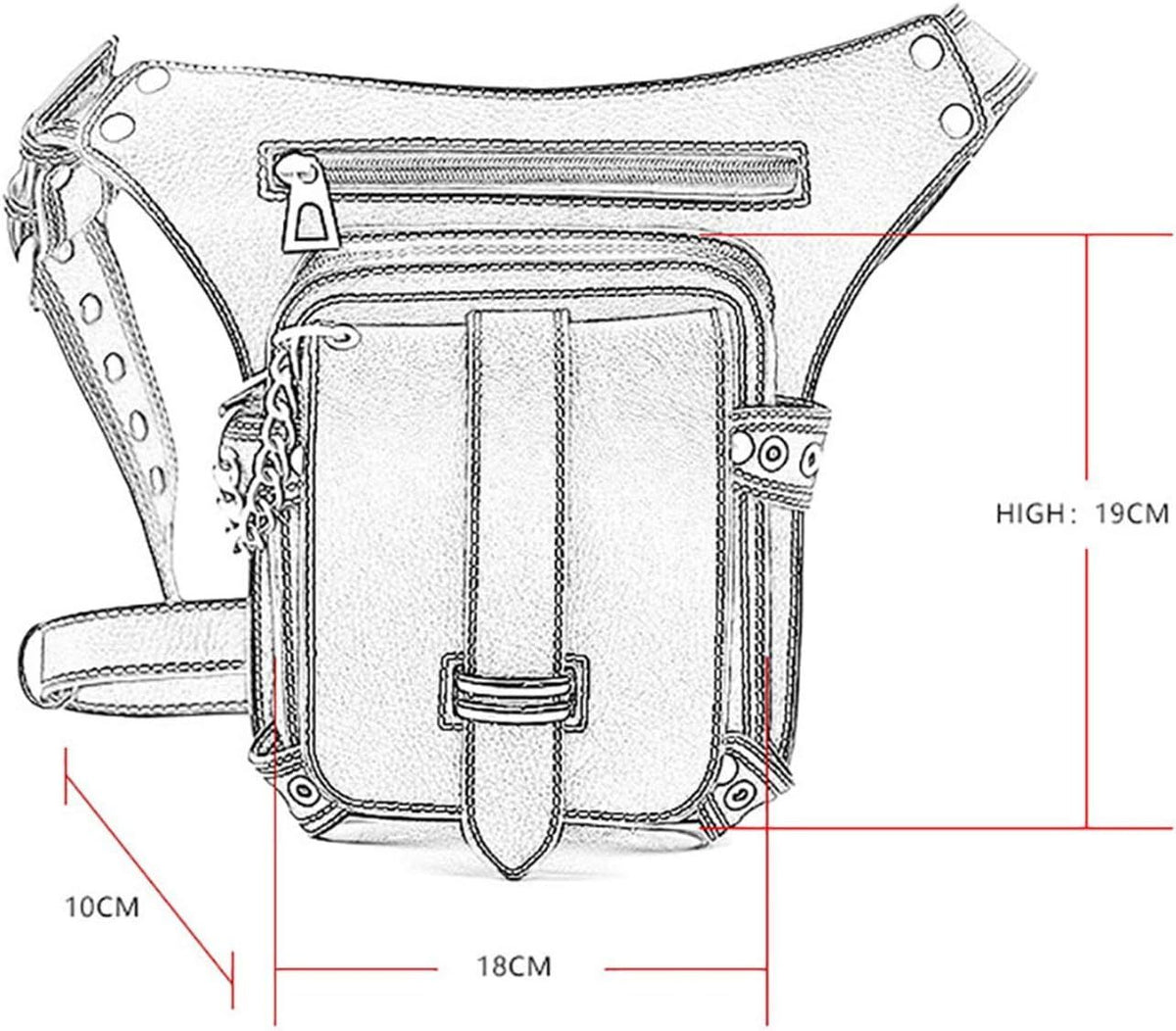 Waist Bag Leather Steampunk Travel Wallet Punk Rock Chain Leg Messenger Bag Shoulder Hip Holster Bag