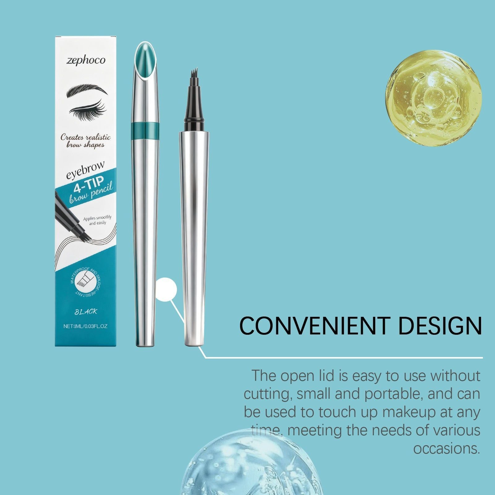 Anti-Glare Eyebrow Pencil, Waterproof, Long-Lasting, Natural Eyebrow Setting ,1ml