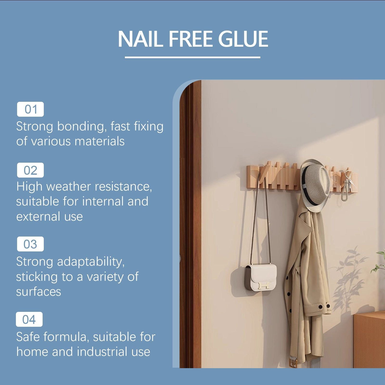 Strong Nail Free Glue for Home, Metal, Ceramic, Plastic, Fast Bonding, Durable ,60ml