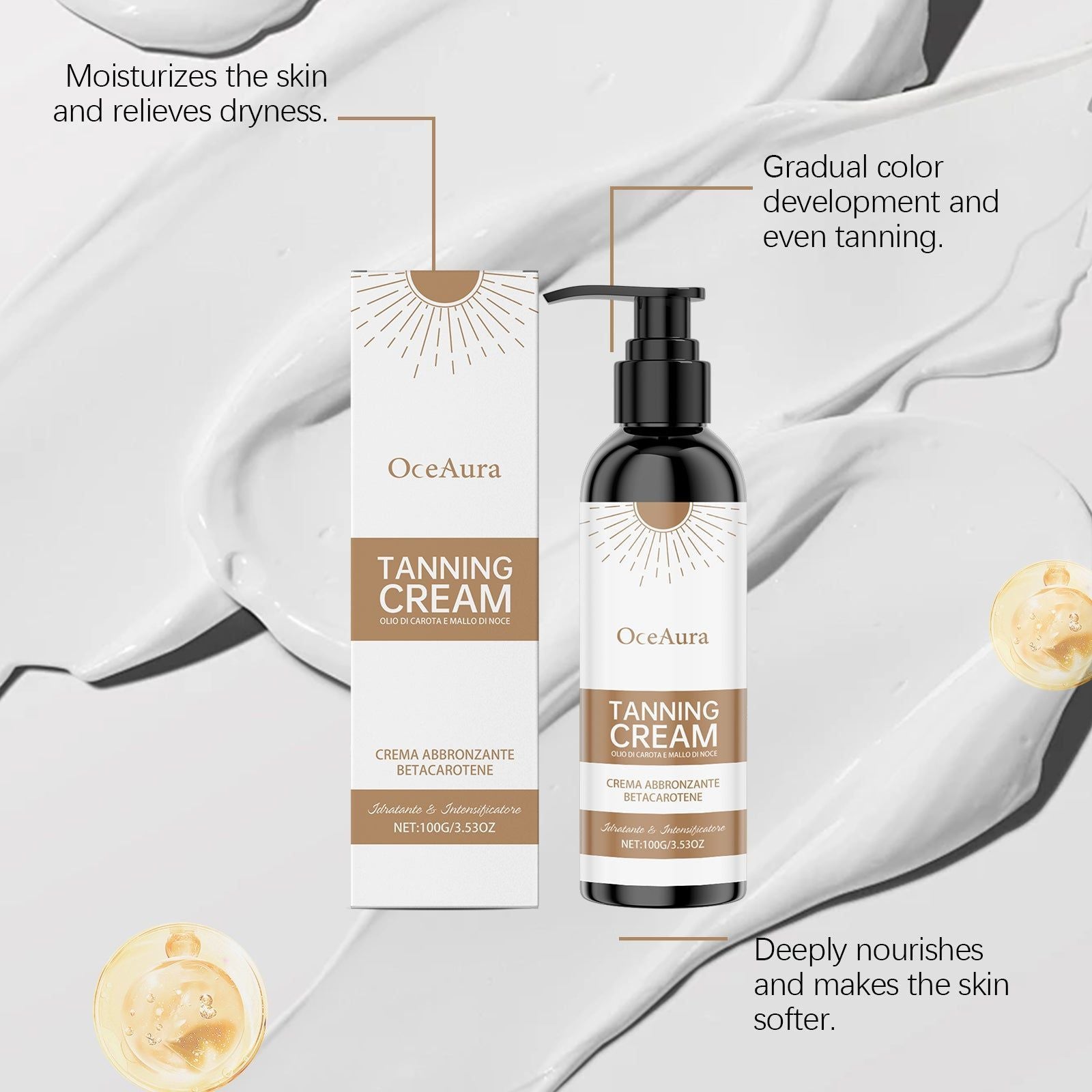 Body Care Moisturizing Darkening Cream, Gradual Tan, Hydrating, Sunless Tanning ,100g