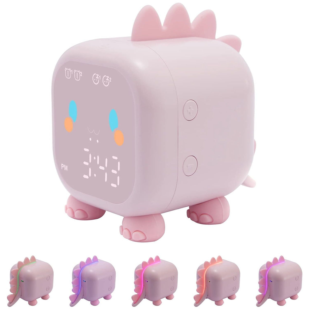 Kids Dinosaur Alarm Clock Creative Cartoon Bedside Clock Night Light Rechargeable