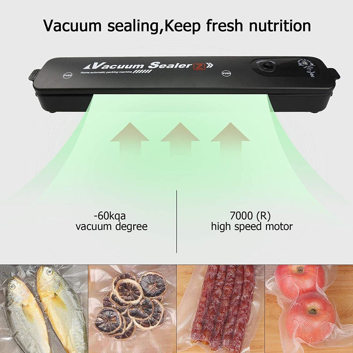 Food Vacuum Sealers Automatic Food Saver Meal Storage Air Sealing Preserver System
