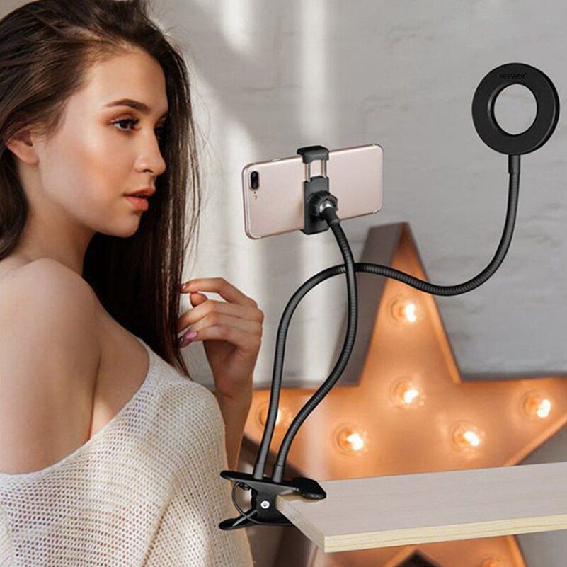 Selfie Ring Light Phone Holder Flexible Arm Stand Gooseneck Mount Live Streaming Bracket