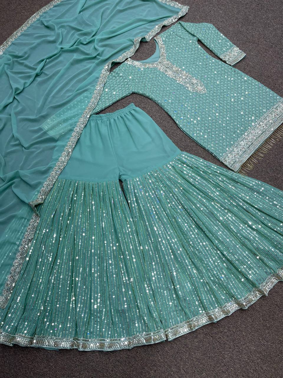Party Wear Beautiful Top - Sharara With Dupatta