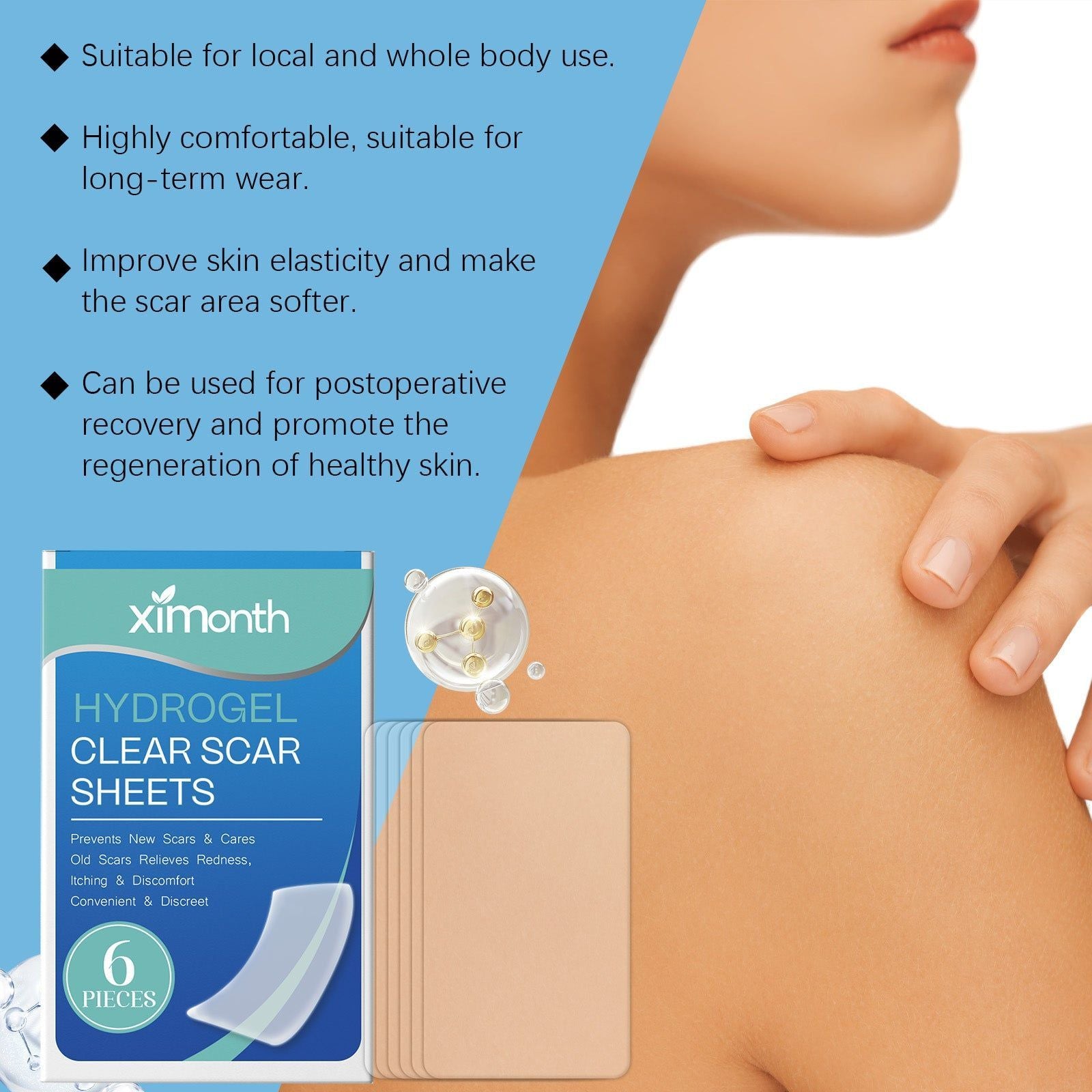 Body Care Patch, Moisturizing Skin Repair, Scar Reduction, Daily Nourishing ,6pcs