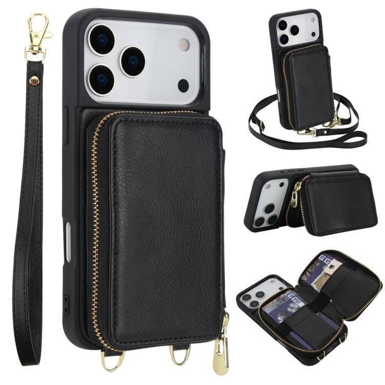For iPhone 18 Pro Max / iPhone 17 Pro Max Crossbody Zipper RFID Card Bag Phone Case