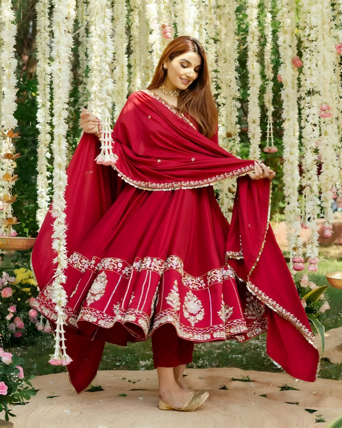 Fab Zone Designer Anarkali Gown With Thread-Sequins Embroidery Work For Women