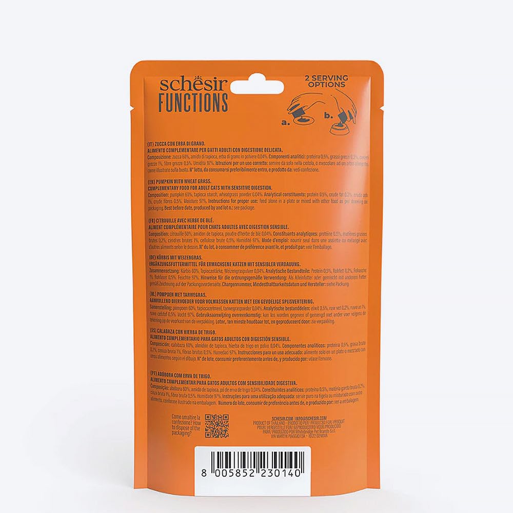 Schesir Function Digestive Topper Pumpkin Adult Cat Treats, 40gm