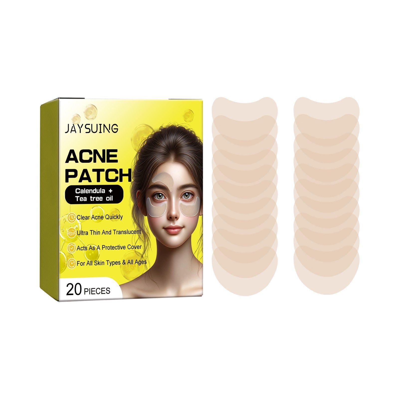 Clear Acne Fast with Tea Tree Hydrocolloid Patches for Facial Cleansing, Pore Detox, and Skin Repair ,20pcs