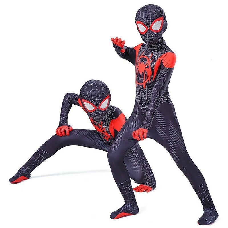 Kids Miles Morales Costume Spiderman Cosplay Jumpsuit Halloween Cosplay Suit