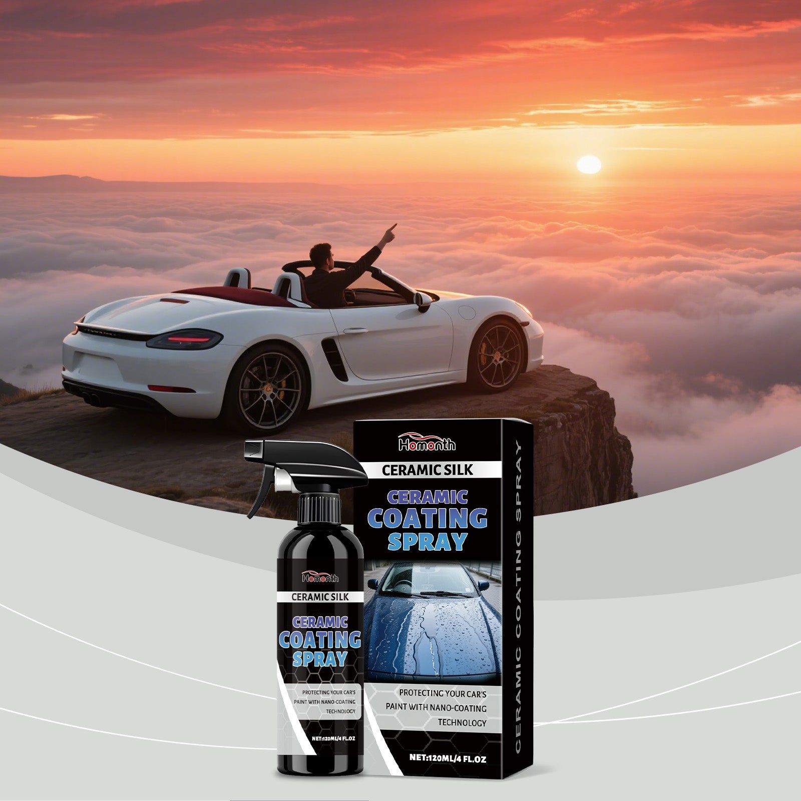 Car Care Ceramic Coating Spray, Anti-Fading, Nano Protection, Shine & Durability ,120ml