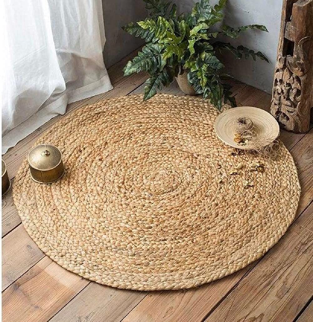 AIESY®  Beautiful Handwoven Jute Flower All Over Rug