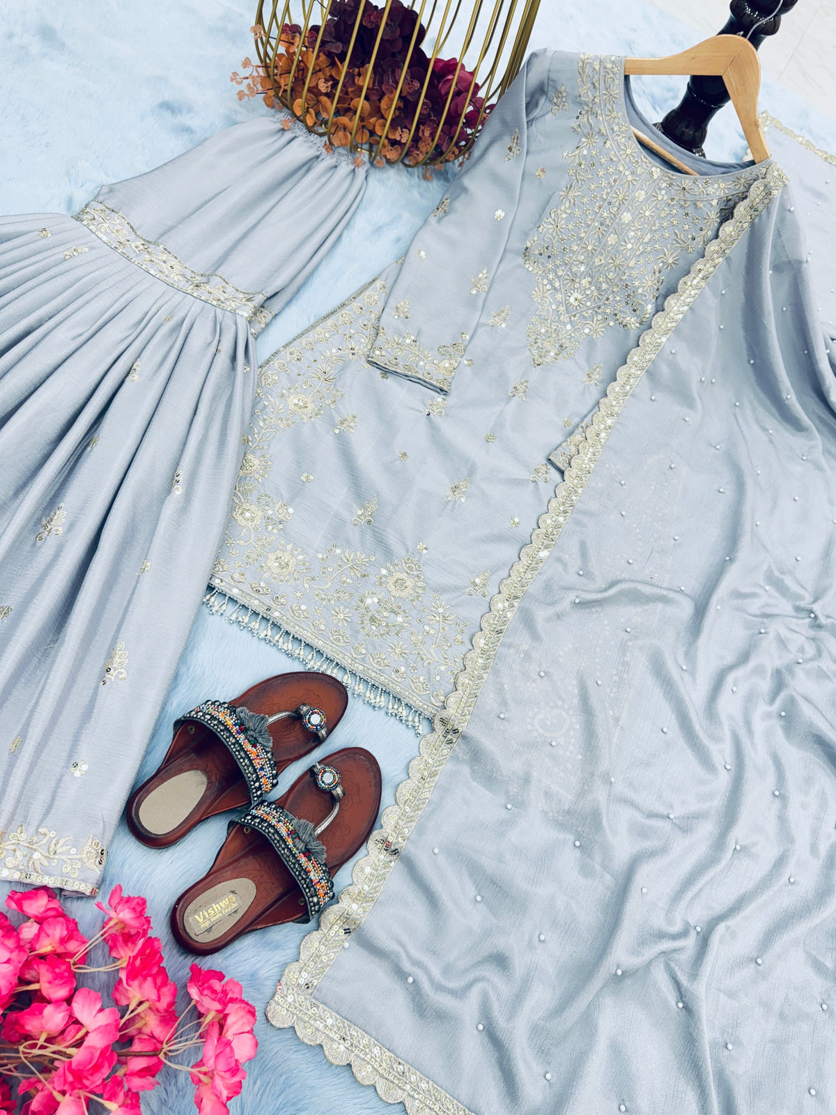 Fab Zone Designer Party Wear Look Top Plazzo & Fancy Dupatta