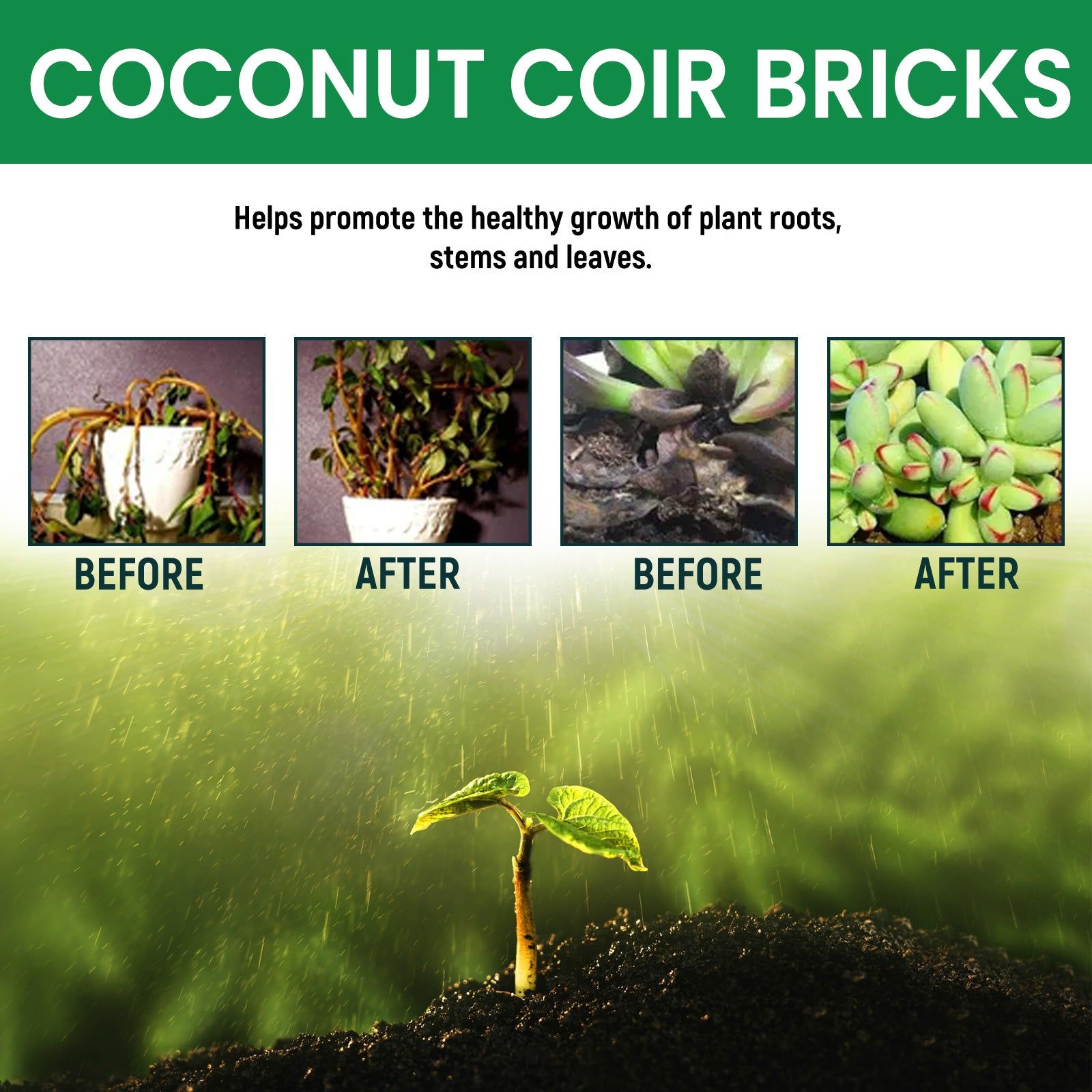 Boost Plant Growth with Nutritive Soil, Coconut Shell Fiber Brick Set, Eco-Friendly Fertilizer ,1set