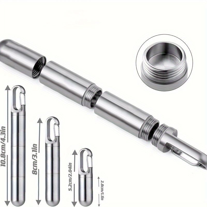 Portable Pill Box Keychain Stainless Steel Medicine Container for Travel Outdoor Sports