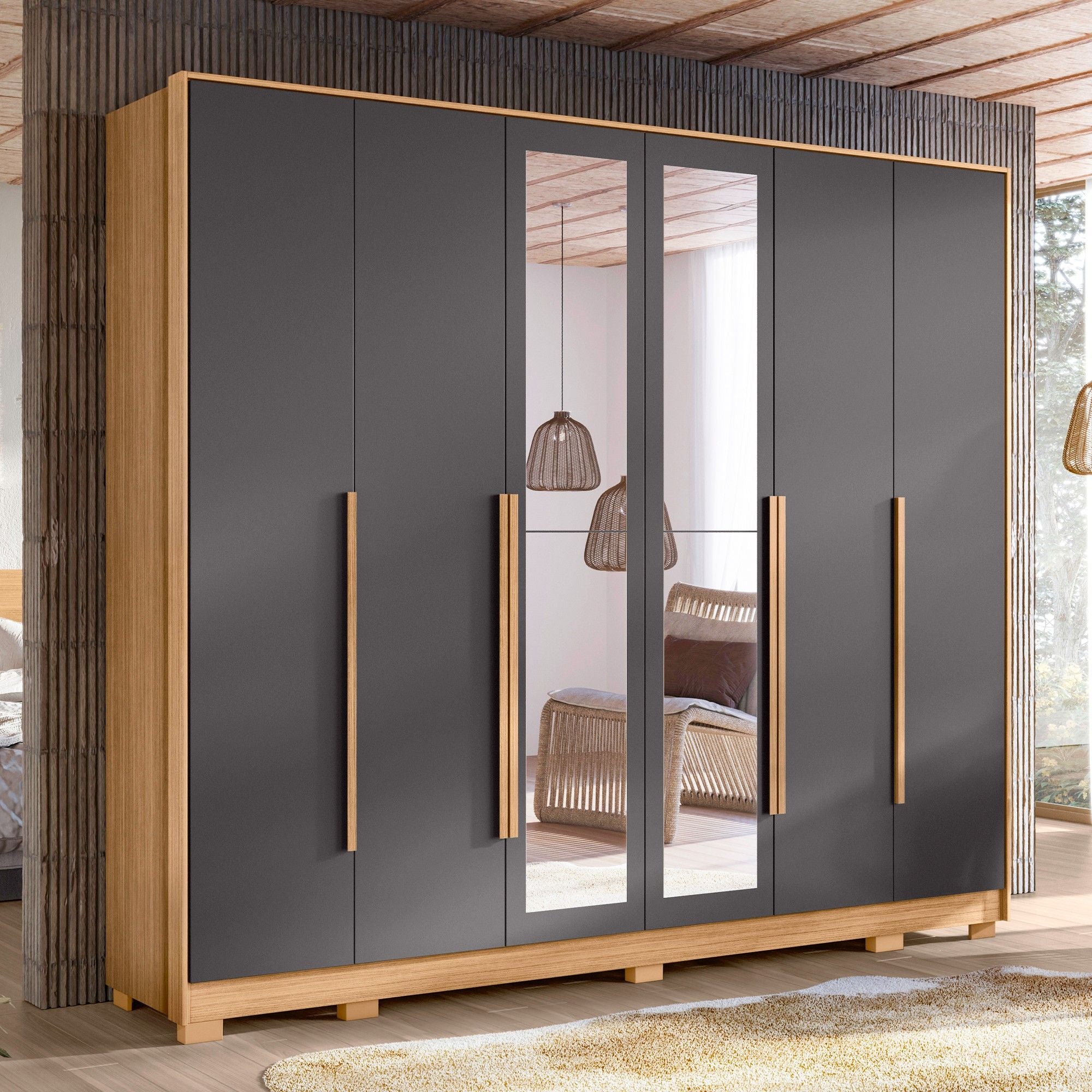 Fascinio 6-Door Wardrobe with Mirror