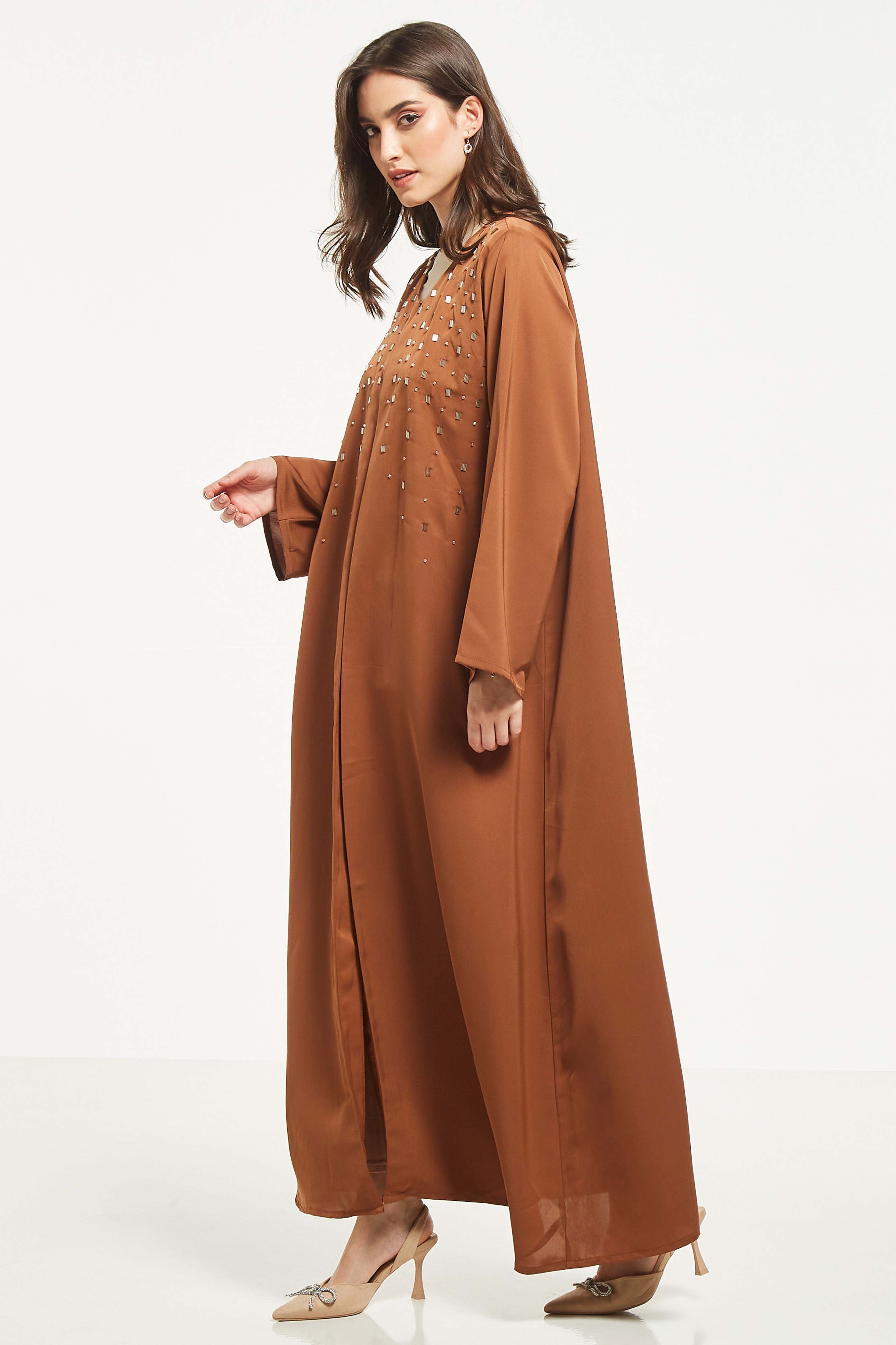 MOiSTREET Embellished Abaya with Sheila