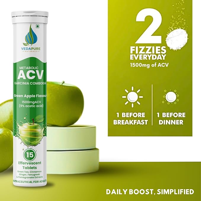 Vedapure Apple Cider Vinegar Green Apple 15 Tablets